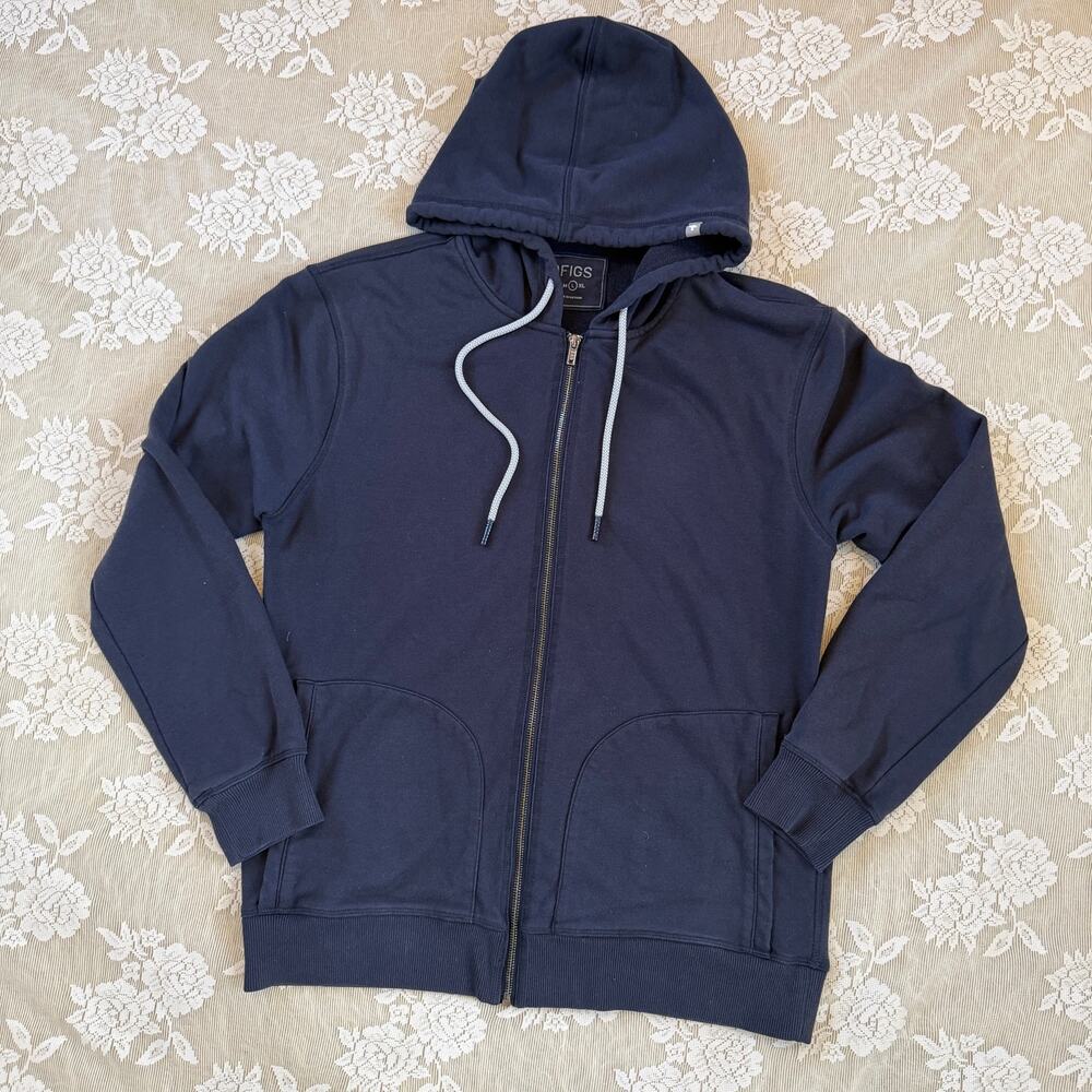 FIGS Navy Slim Zip-Up Hoodie Size L